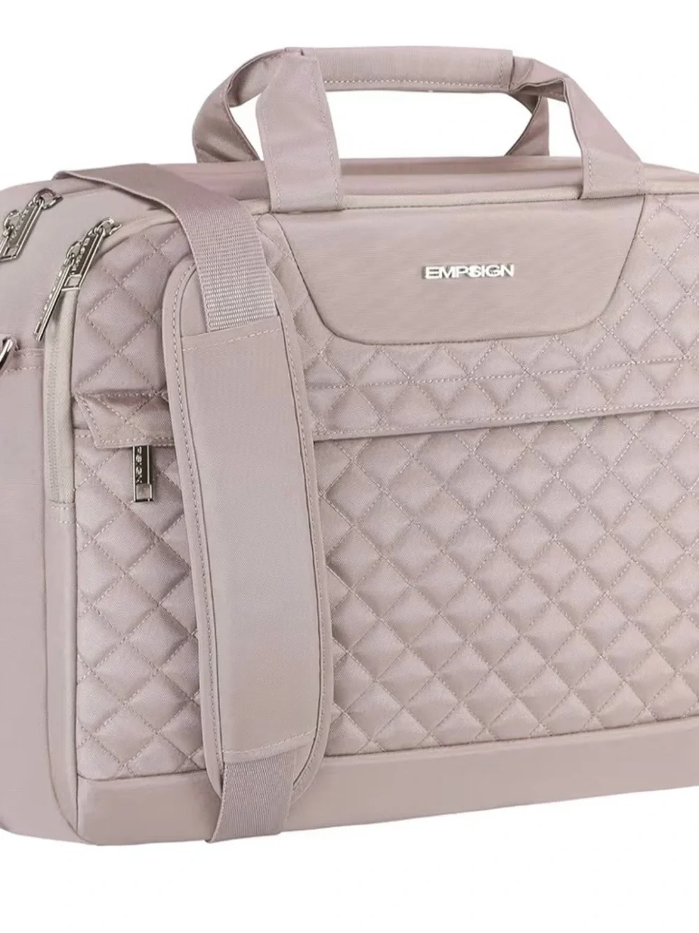 Dusty Pink Quilted Women's Laptop Briefcase